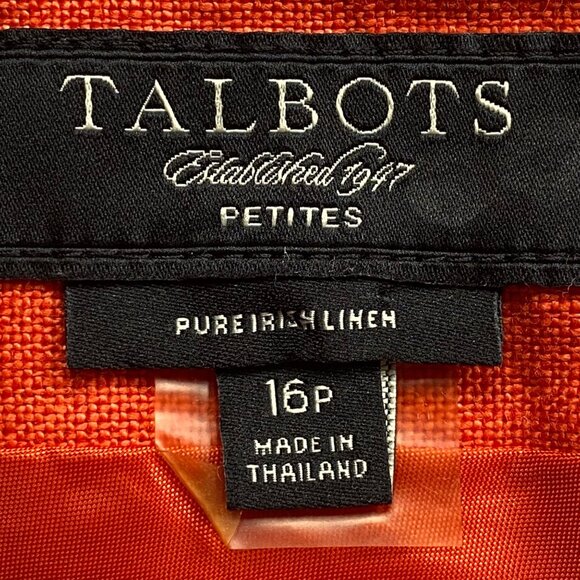 Talbots Skirt Womens 16P Orange  A-Line Pure Irish Linen‎ Lined Business casual - Picture 2 of 12
